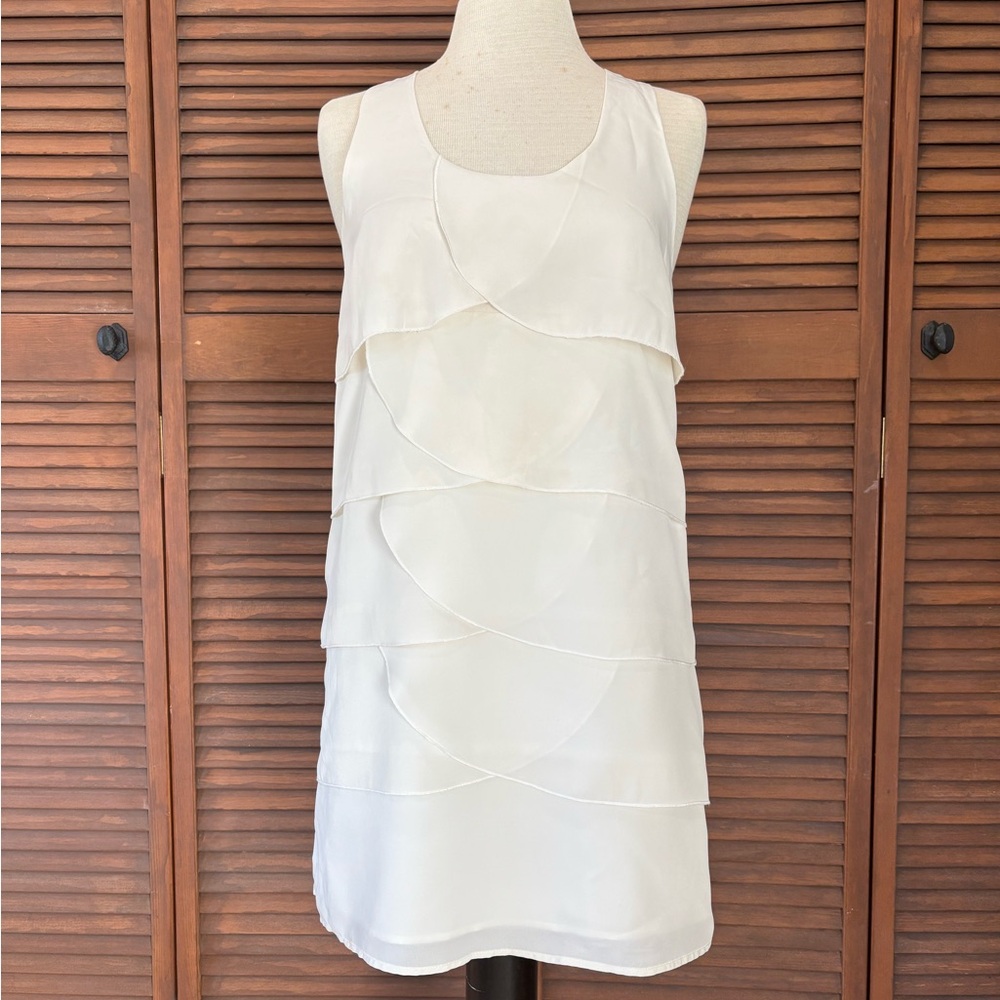 Elegant White Petal Layered Mini Dress